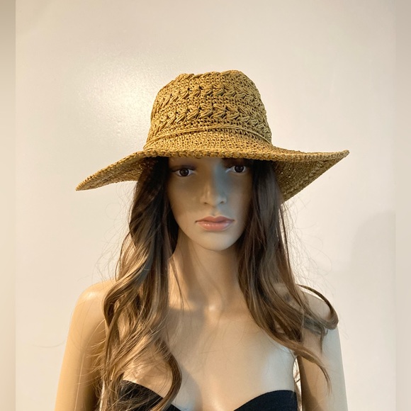Woven Straw Sun Hat - Natural Tan - Picture 2 of 8